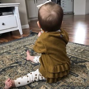 $10 ADD ON Zara Baby Knitwear Brown Ruffle Back Sweater Chartreuse Olive 12-18M